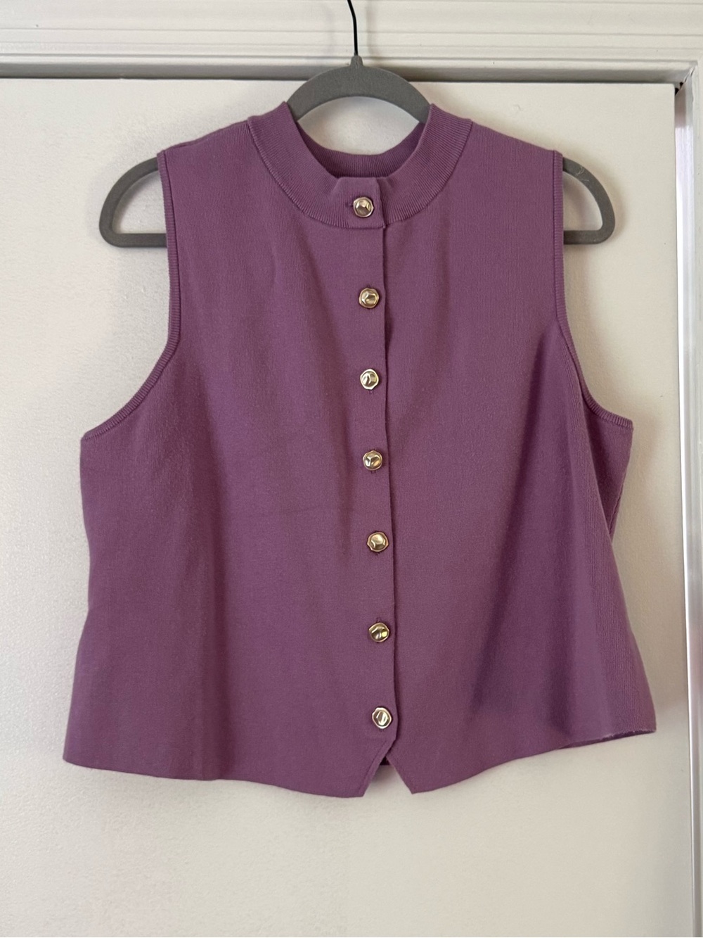 Scoop Purple Knit Vest with Gold Buttons